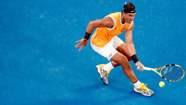 Nadal, durante el partido contra De Miñaur.