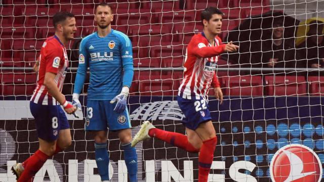 Morata celebra su gol.
