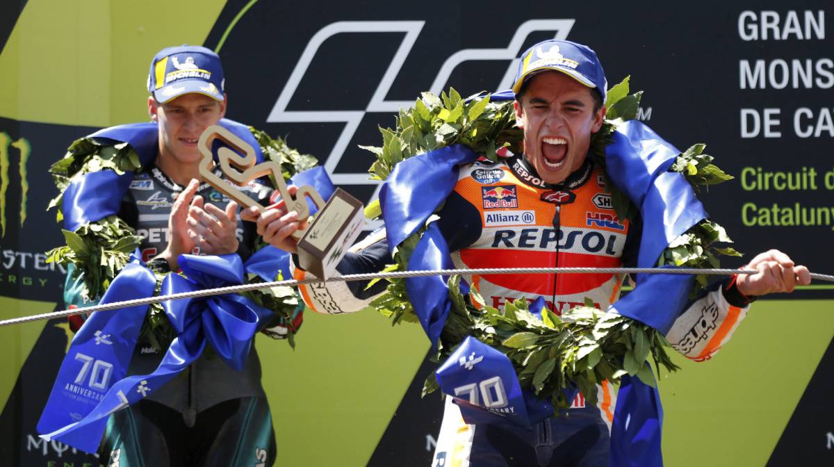 Marc Marquéz, celebra la victoria.