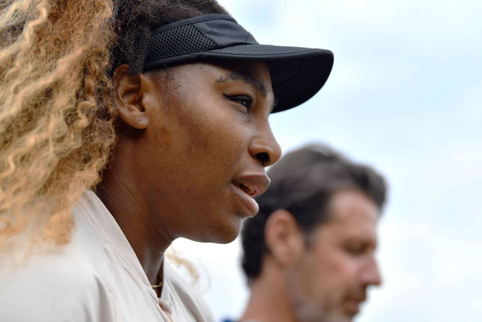 Serena Williams y su técnico, Patrick Mouratoglou.