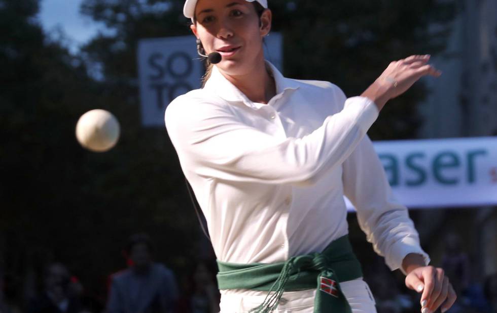 Muguruza, durante la exhibición de Bilbao.