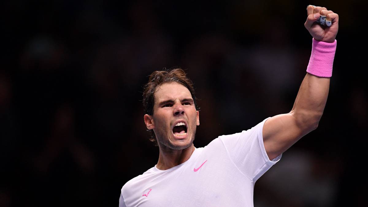 Nadal celebra el triunfo contra Medvedev.