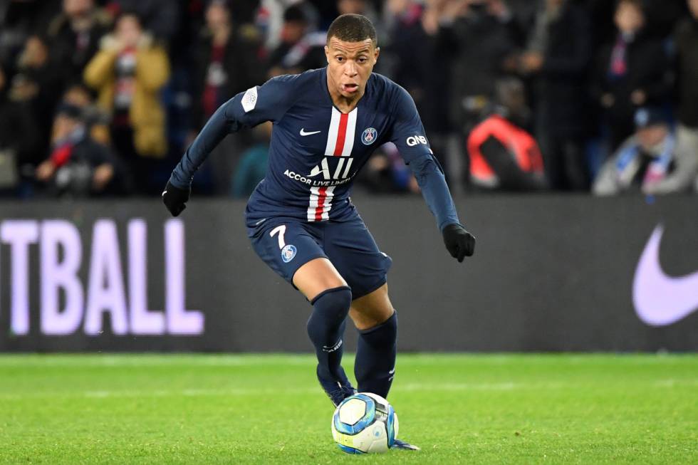 Mbappé, durante el último partido del PSG ante el Lille en la liga francesa.