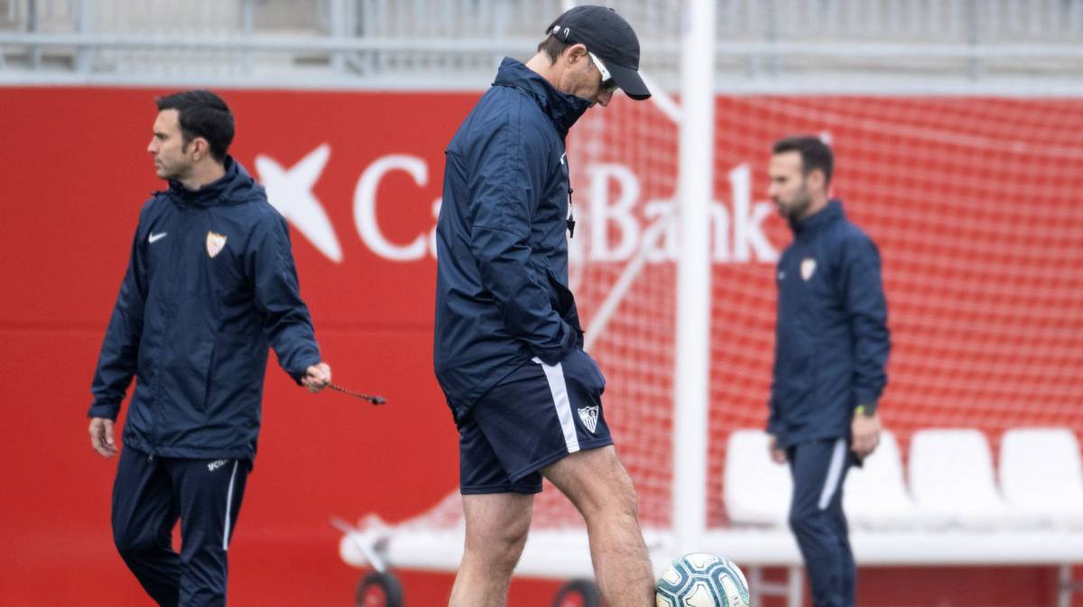 Julen Lopetegui, en el entrenamiento del Sevilla.