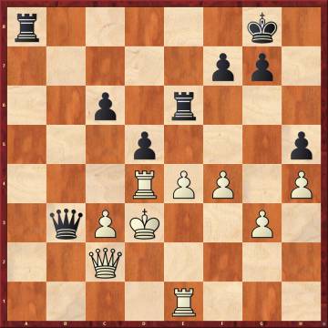 En esta posición, Carlsen quería retirar su dama a b6 o b7, pero el ratón la dejó en b4, y el noruego se rindió