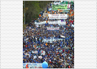 Miles de manifestantes junto al Ebro contra la cesión de agua a Barcelona