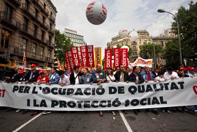 FOTOGALERIA: El Estatuto y el paro, protagonistas del Primero de Mayo en Barcelona