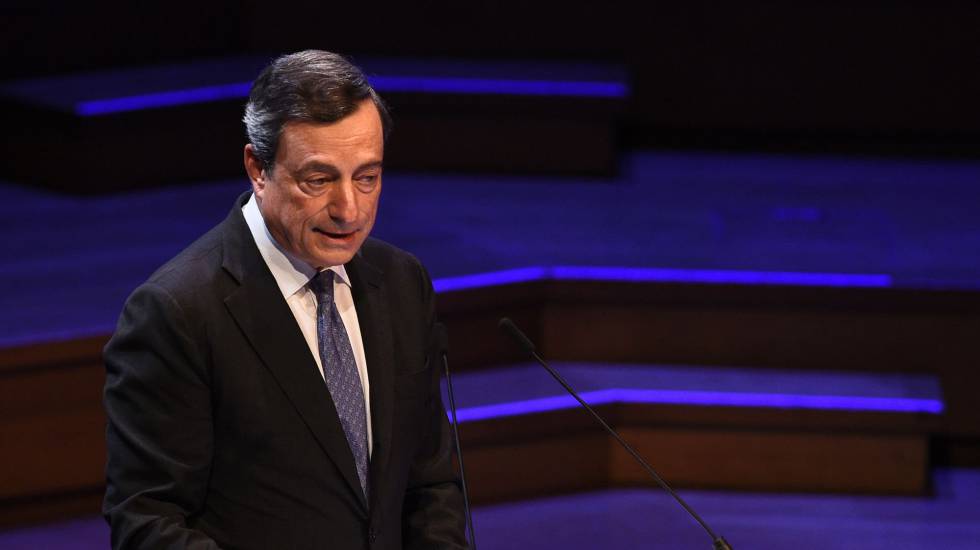 Mario Draghi, durante su discurso en el Foro Económico de Bruselas.