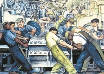 Mural de Diego Rivera sobre la industria del autom&oacute;vil americana (1932-1933).