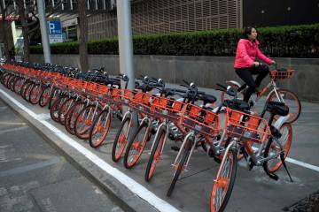 Mobikes aparcadas en Pekín.
