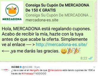 El timo de los falsos cupones de Mercadona vuelve por el verano El timo de los falsos cupones de Mercadona vuelve por el verano