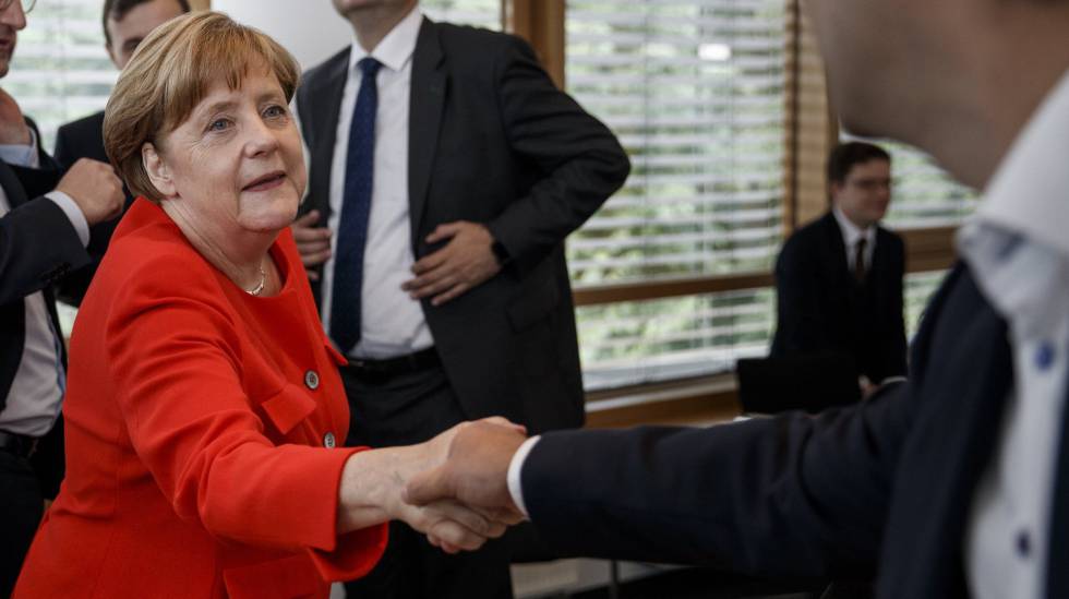 Angela Merkel, canciller alemana, este lunes en Berlín.