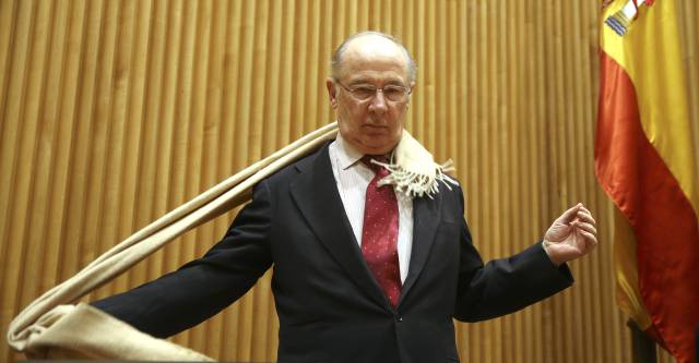 El exministro de Economía con Aznar, Rodrigo Rato, a su llegada a la comisión parlamentaria