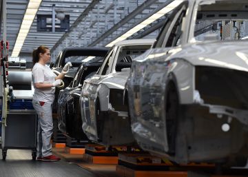 Cadena de montaje de Audi en Alemania.