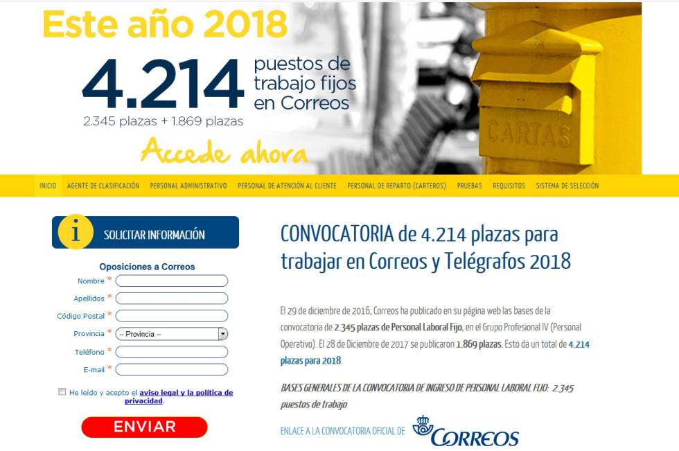 Captura de una web que imita la tipografía y la imagen corporativa de Correos.