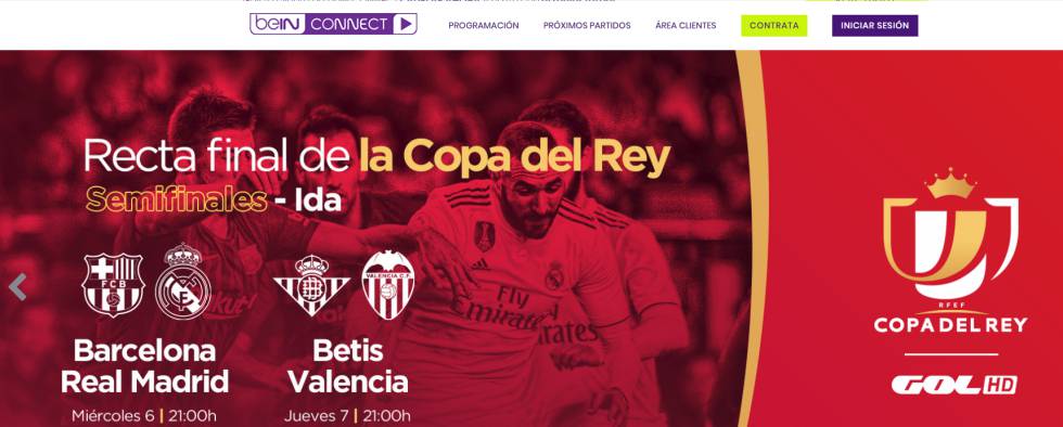 Páginas web de BeIN Connect.