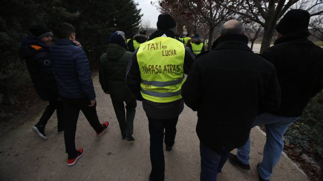 Una concentración de taxistas en Madrid.