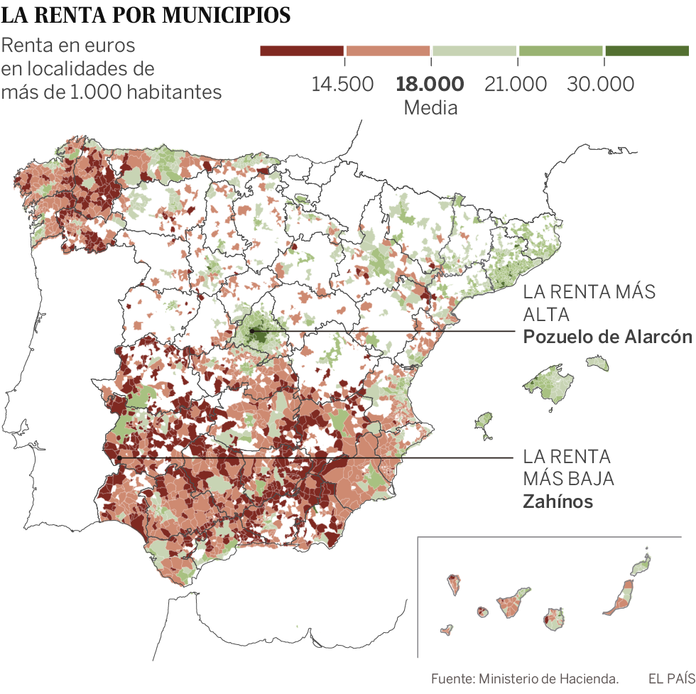 Buscador | Pozuelo y Avinyonet de Penedès, los municipios más ricos de España ¿Cuál es la renta media en el suyo?