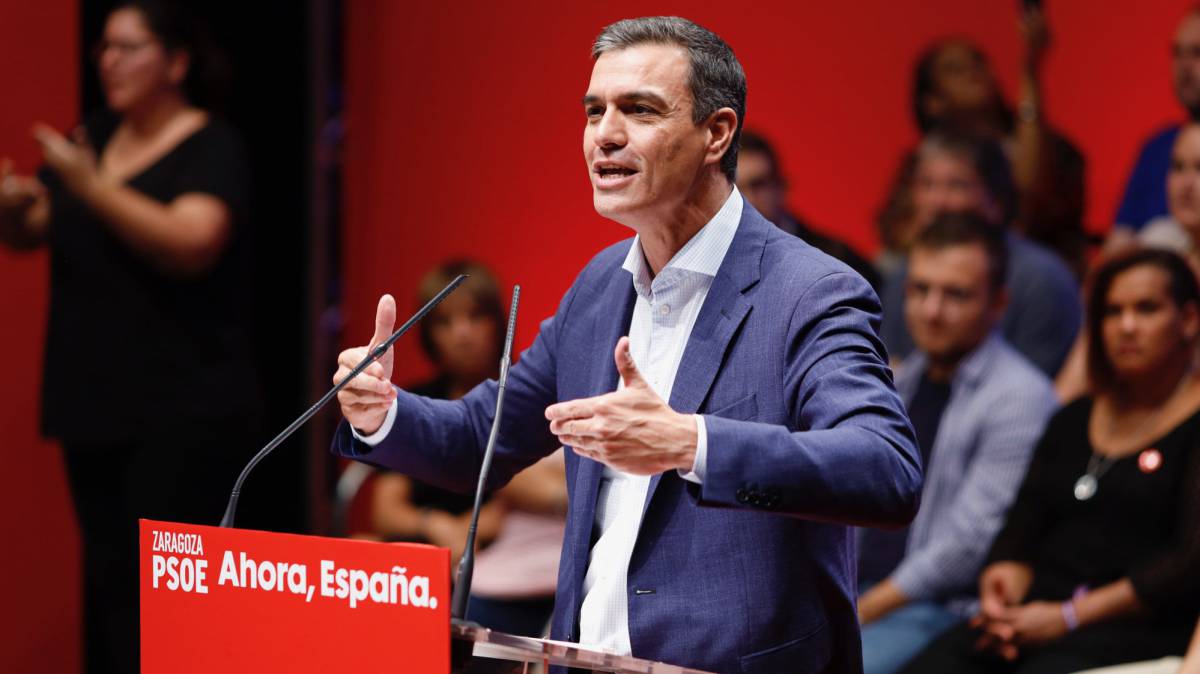 El presidente dle Gobierno en funciones, Pedro Sánchez, en un acto del PSOE el pasado martes.