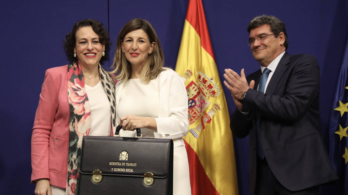 Magdalena Valerio, Yolanda Díaz y José Luis Escrivá.