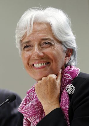 Christine Lagarde, el día de su primera rueda de prensa como jefa del FMI, el 6 de julio de 2011 en Washington.