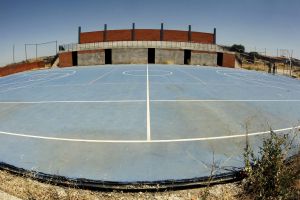The sports center in the village was paid for but remains unfinished. The sports center in the village was paid for but remains unfinished.