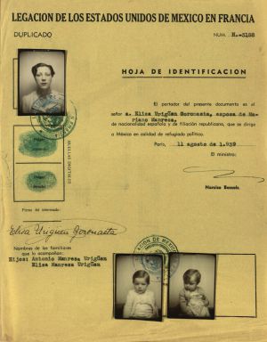 An identity certificate for a political refugee.