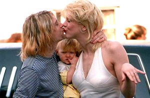 Kurt Cobain junto a Courtney Love y Frances Bean