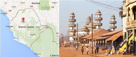 "Mapa e imagen del Centro de Makeni en Sierra Leona, ciudad dónde trabajaré como cooperante en un centro de tratamiento de ébola".