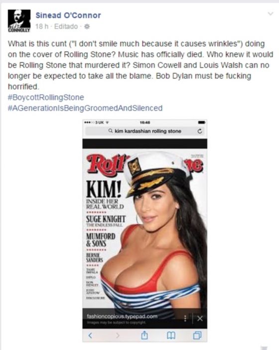 Sinead O'Connor ataca a ‘Rolling Stone’ por la portada de Kardashian