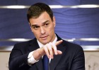 Leader of the Spanish Socialist Party (PSOE), Pedro Sanchez gestures during a press conference at the Spanish Parliament, following his meeting with Spain's King on January, 22, 2016. The leader of the Spanish Socialist Party today thanked the leader of the radical left party Podemos, their willingness to form a government with him, saying that first of all they should agree on a political program. AFP PHOTO  JAVIER SORIANO