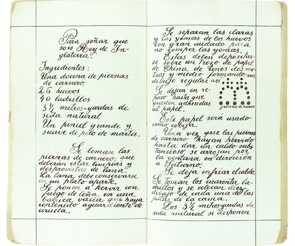 Su cuaderno de sueños y recetas.