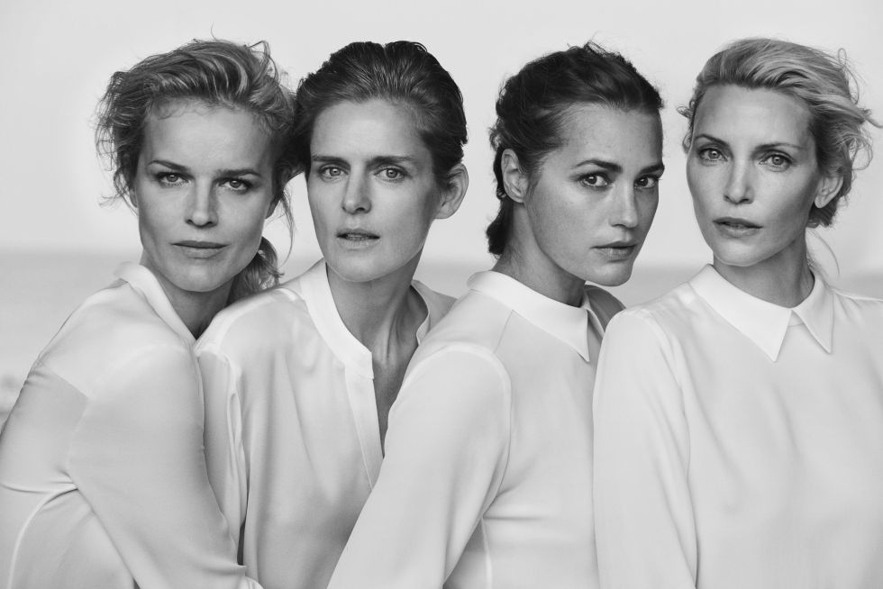 Eva Herzigova Stella Tennant Yasmin Le Bon y Nadja Auermann fotografiadas por Peter Lindbergh para la campaña primavera verano 2016 de Armani