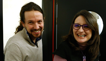 Iglesias y Oltra (Compromís), tras su reunión en el Congreso.