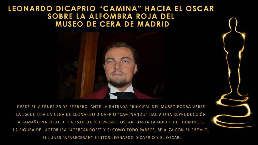 El Museo de Cera de Madrid se suma a la lucha de DiCaprio por el Oscar sacando su figura a la calle. Tremendo. El Museo de Cera de Madrid se suma a la lucha de DiCaprio por el Oscar sacando su figura a la calle. Tremendo.
