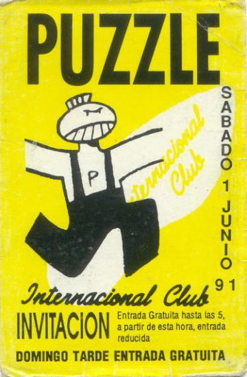 'Flyer' de la discoteca Puzzle. 'Flyer' de la discoteca Puzzle.