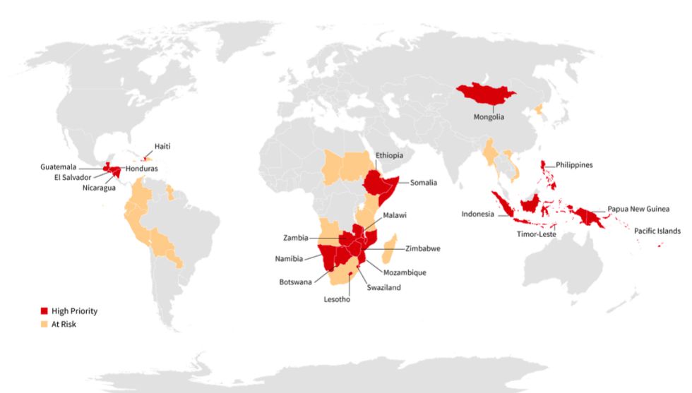 Mapa del mundo con los países afectados por el fenómeno de 'El Niño'. Mapa del mundo con los países afectados por el fenómeno de 'El Niño'.