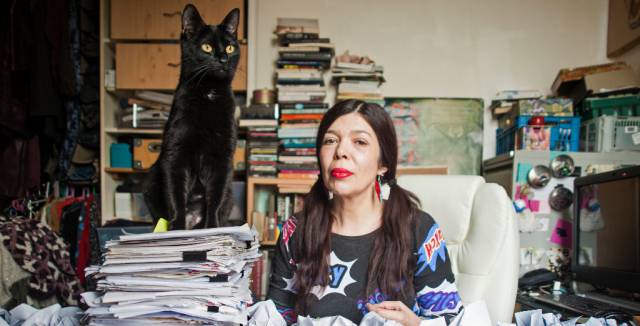 Susana Medina in her studio with a pet Susana Medina in her studio with a pet