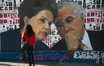 Una pintura de Dilma y Temer en las calles de Sao Paulo. Una pintura de Dilma y Temer en las calles de Sao Paulo.