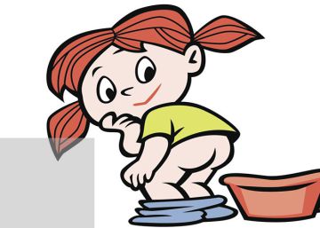 Ilustración niña con orinal.