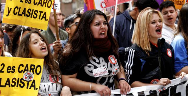 Students protest new education laws. Students protest new education laws.