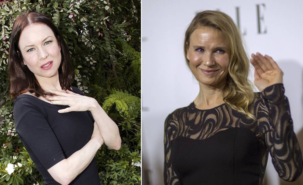 La actriz Renée Zellweger en 2004 y, a la derecha, en 2014.