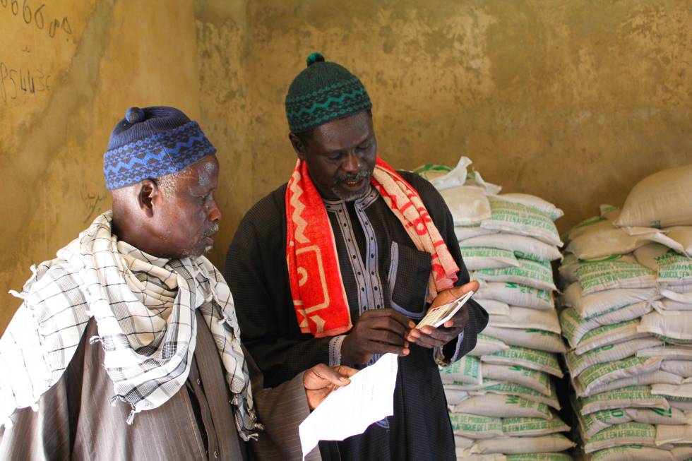 Granjeros senegaleses forman parte de un programa de subsidios para emprender sus negocios de compra y venta de semillas.