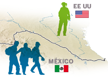Inmigrantes sin papeles detenidos en la frontera de EE UU y México Inmigrantes sin papeles detenidos en la frontera de EE UU y México
