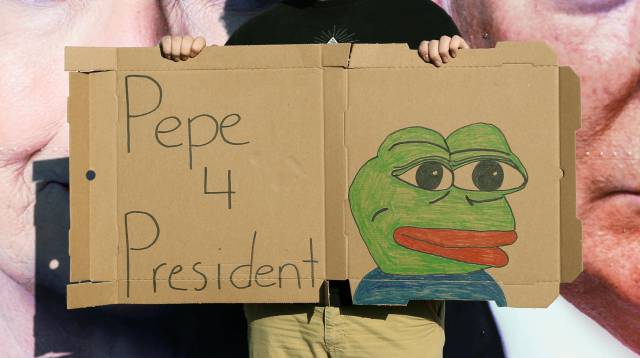 Un cartel de la Rana Pepe. Un cartel de la Rana Pepe.