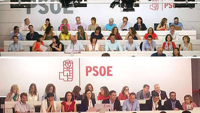 La antigua ejecutiva y la nueva, en la que faltan la mitad de sus miembros. La antigua ejecutiva y la nueva, en la que faltan la mitad de sus miembros.