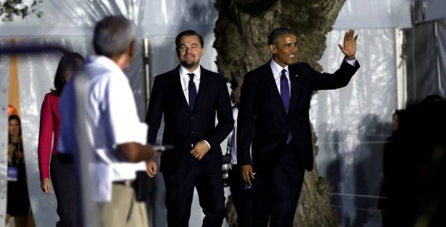 Barack Obama y Leonardo DiCaprio, anoche en los jardines de la Casa Blanca. Barack Obama y Leonardo DiCaprio, anoche en los jardines de la Casa Blanca.
