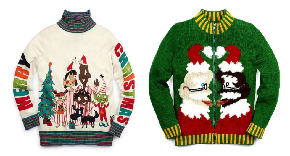 Dos de los jerséis diseñados por Whoopi Goldberg para Lord & Taylor.