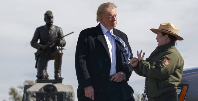 Trump en el Parque Nacional Militar de Gettysburg.