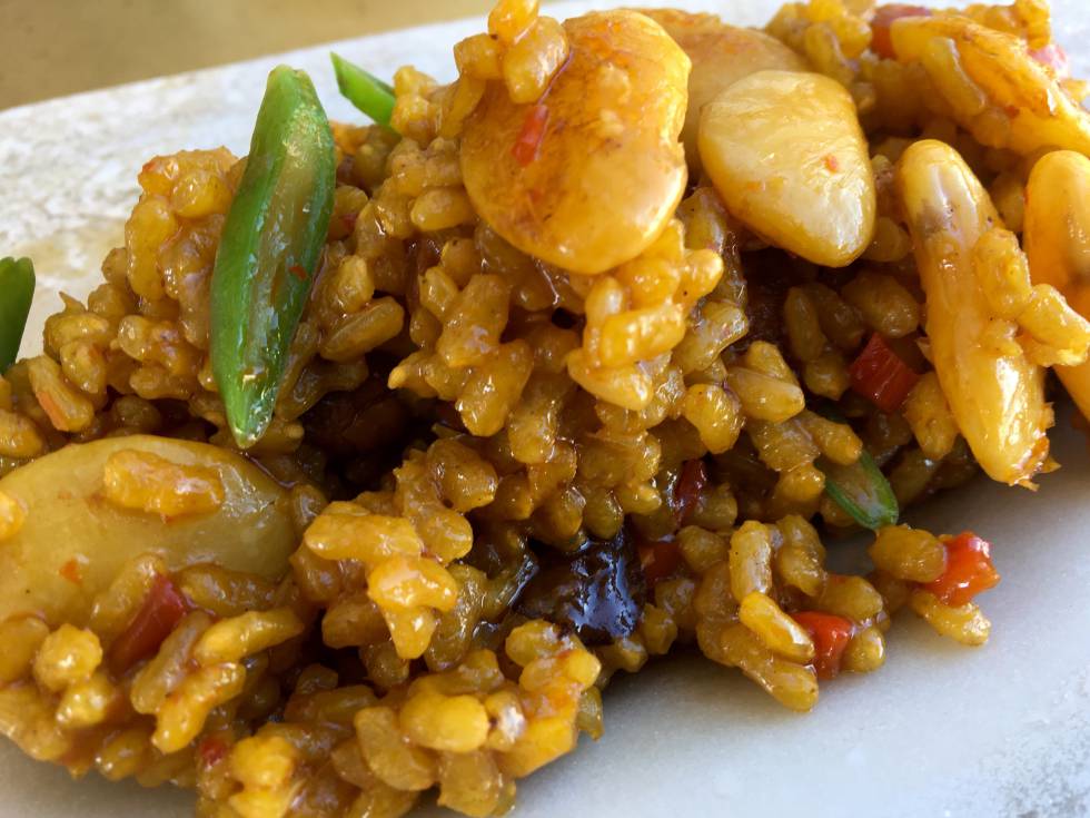 ARROZ CON VERDURAS LEGUMBRES Y SETAS DE TEMPORADA, BOMBA SEMI INTEGRAL CAPEL